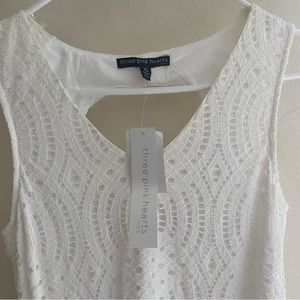 Three pink heart new with tags white dress lace